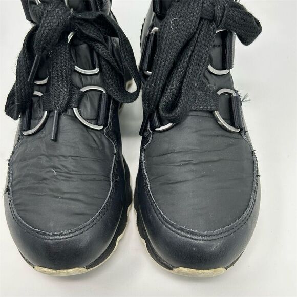 Sorel Kinetic Short Black Leather Lace Up Waterproof Boot Sneakers Size 8.5 - Picture 6 of 13